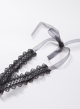 韩版女款胸前饰品颈带锁骨链蕾丝花边时尚黑白款项圈丝带透视定制