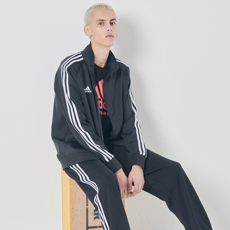 Adidas阿迪达斯外套男春秋黑色休闲夹克上衣立领经典款运动套装女 - 图2