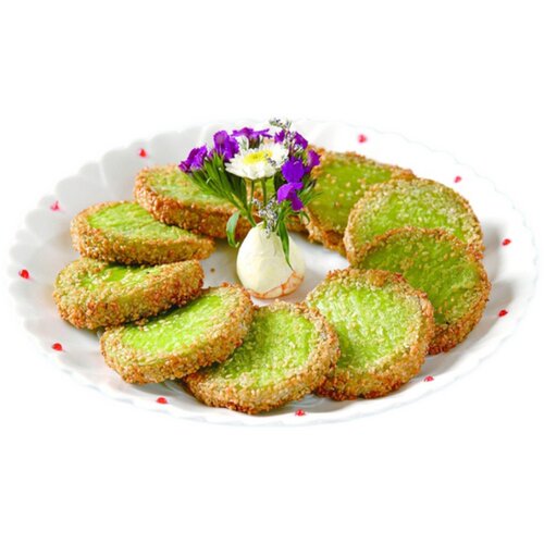 阿诺绿茶饼绿茶佛饼油炸半成品甜品小吃夹心香芋饼32个/盒900g - 图3