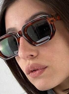 新款简约方形小框墨镜女 新款欧美复古多边形太阳镜高级感百搭眼