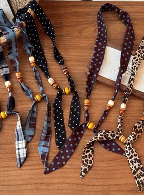 复古波点腰果花丝巾项链