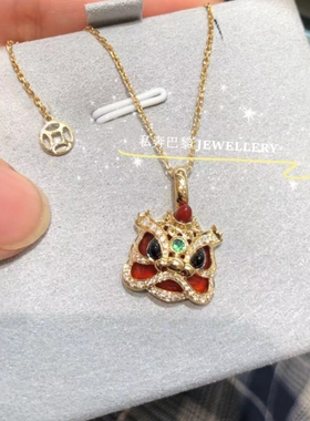 调太幅18K金国潮舞狮项链