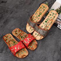 Anti-slip female reflexology slippers Slippers Wood sandals Jade Health Massage Shoes Summer Flush Sandals Slippers slippers