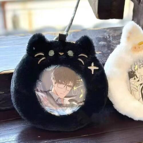 新款可爱喵喵狐狐毛绒吧唧包挂件小痛包透明展示袋学生谷子保护包 - 图2