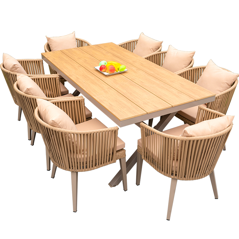 户外藤编桌椅庭院花园别墅露天防水防晒藤椅高端室外休闲桌椅组合 - 图3