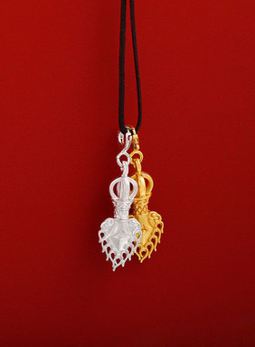 5纯银风饰品子配件diyS92配饰藏殊剑吊镀金文坠挂坠文玩卡式民族