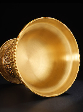 供水杯供佛杯 佛前供水碗慧宝黄铜八吉祥雕花密宗用品小号圣水杯