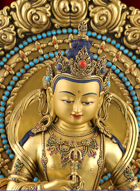 精工铜佛像摆5像摆件刻金刚尼泊尔萨埵铜手工錾家供桌藏式居件1尺