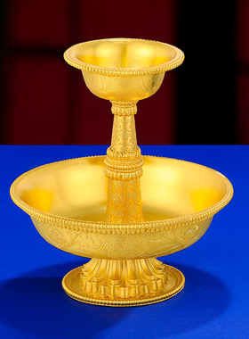 S990纯银镀金手工护法杯八吉祥护法杯大号12cm