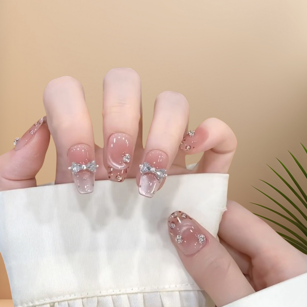 曼辞纯手工穿戴甲甜辣风猫眼蝴蝶结豹纹美甲可拆卸光疗假指甲贴片,淘宝优惠券,粉丝福利购,淘宝优惠卷