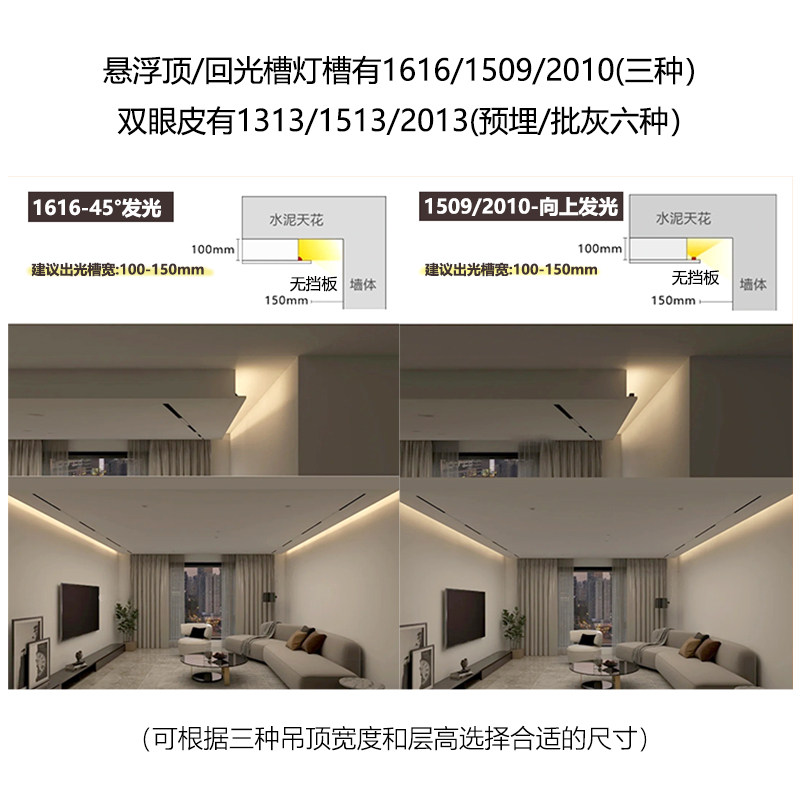 家用线形灯嵌入式线型暗装灯槽双眼皮客厅吊顶预埋线条灯线性灯带,淘宝优惠券,粉丝福利购,淘宝优惠卷