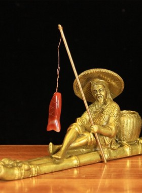 纯铜姜太公钓鱼封神榜站像摆件