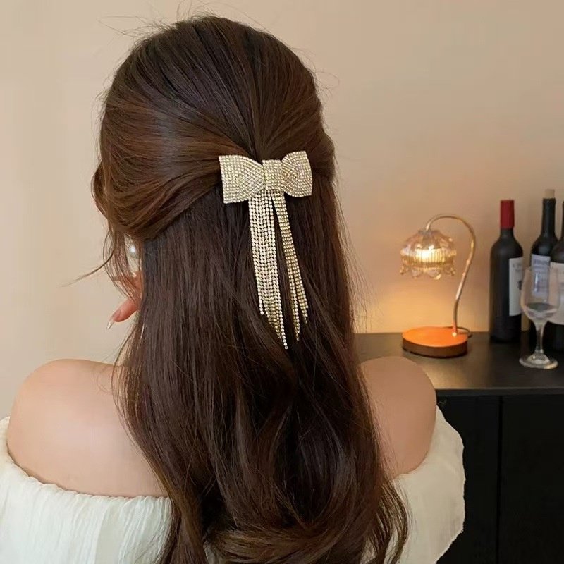 镶钻蝴蝶结流苏发夹网红新款水钻发卡头饰夹子韩国精致刘海夹侧边,淘宝优惠券,粉丝福利购,淘宝优惠卷