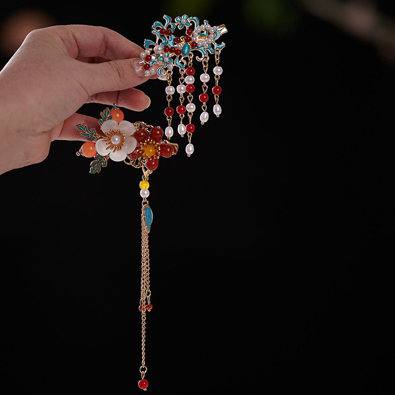 古风流苏醒狮玫瑰发夹新中式手工汉服侧边夹过年可爱刘海夹头饰女,淘宝优惠券,粉丝福利购,淘宝优惠卷