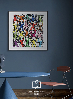 Keith Haring 基思·哈林 现代潮流波普艺术红黄蓝绿橙人物装饰画