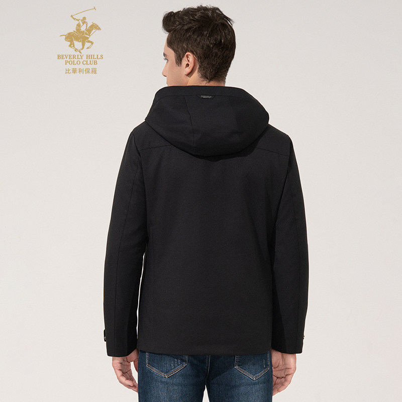 【保暖鹅绒】比华利保罗秋冬新款男士羽绒服百搭时尚连帽外套