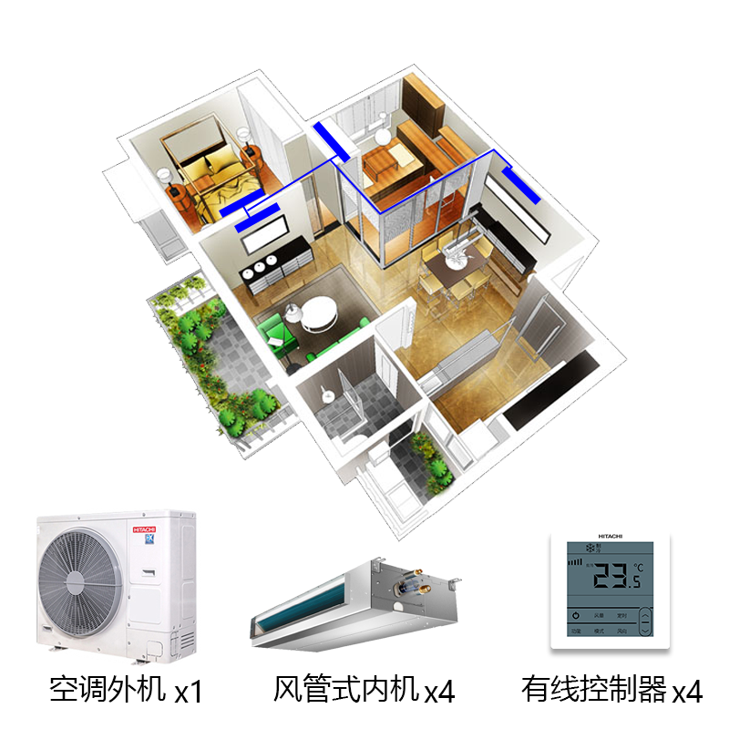 日立中央空调一拖四家用多联机变频冷暖家庭智能控制RAS140HRN5QB - 图1