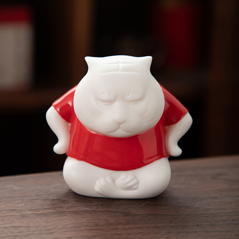 德化陶瓷【摆件】萌虎威威中式装饰礼品 家居客厅办公室摆设 创意 - 图0