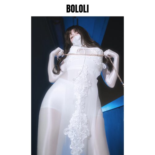 BOLOLI中华娘高叉蕾丝旗袍漆皮马油打底衣主播穿搭cosplay摄影会 - 图2