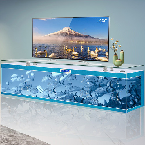 鱼缸客厅电视柜水族箱落地家用中型玻璃生态金鱼缸大型茶几龙鱼缸 - 图0