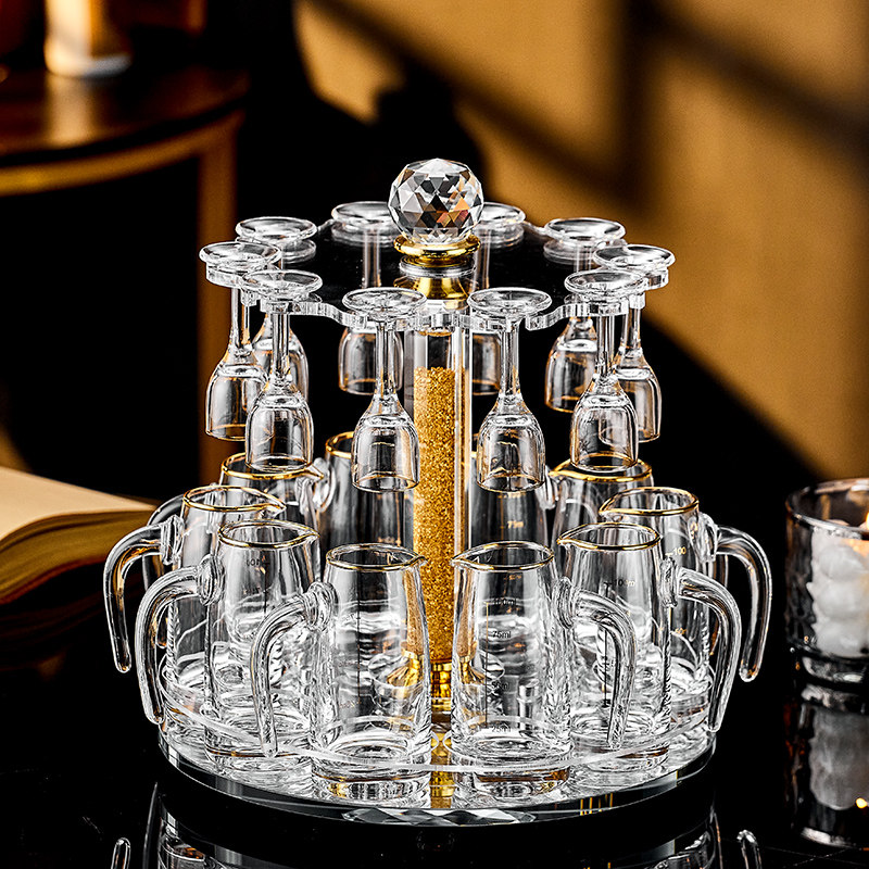 高端轻奢小号烈酒小酒杯一口杯家用金箔白酒杯套装水晶玻璃分酒器,淘宝优惠券,粉丝福利购,淘宝优惠卷