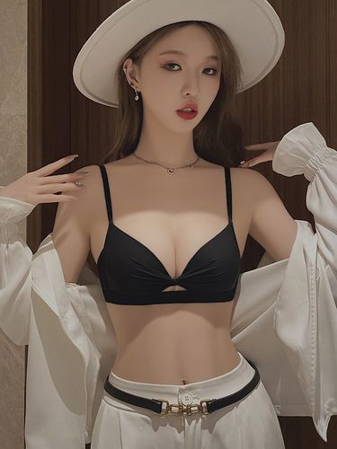 平胸内衣夏季薄款女小胸聚拢显大收副乳防下垂套装凉感无痕文胸罩 - 图2