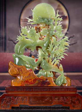 工艺花开富贵玄关高档玉雕装饰品