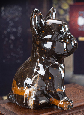 藏钰福大理石生肖犬旺财家居摆设