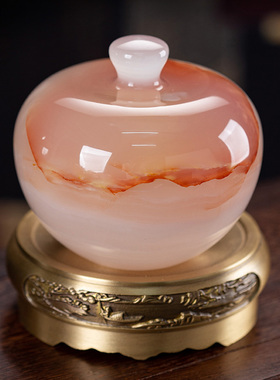 藏钰福天然玉石平安果摆件中式