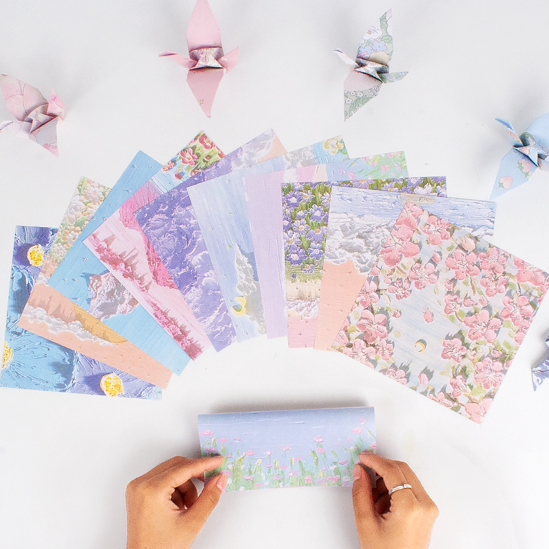 Origami set square children's kindergarten students handmade materials colorful cherry blossom girl starry sky paper double-sided printing paper crane colored paper soft paper paper-cut cardboard thickened stacked star strips