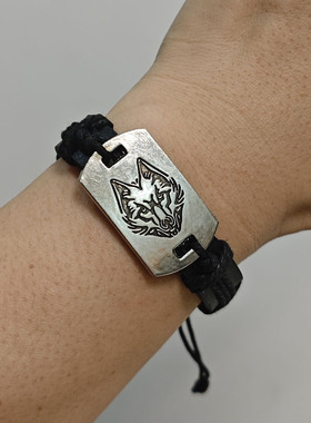 藏式民族风皮革编织朋克手链简约百搭异域风情侣闺蜜热销手狼头