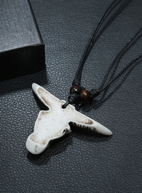 复古流行手工编织仿牛骨牛头项链景区旅游饰品民族部落风项链