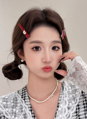 韩国可爱小苹果刘海发夹女儿童发卡安可拉红高颜值侧边鸭嘴一字夹