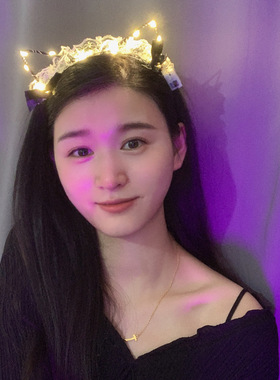 夜店网红圣诞节性感蕾丝发光毛兔耳朵面纱兔女郎发箍舞会派对头饰