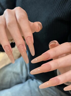 纯手工穿戴甲杏仁裸色渐变甘露寺嬛嬛冰透高级感纯欲美甲学生新娘