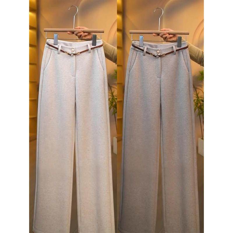 羊绒窄版直筒休闲 裤女2024新款秋冬加厚毛呢裤显瘦垂感西装阔腿,淘宝优惠券,粉丝福利购,淘宝优惠卷