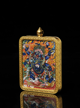 热贡纯手绘小唐卡吊坠嘎乌盒挂件