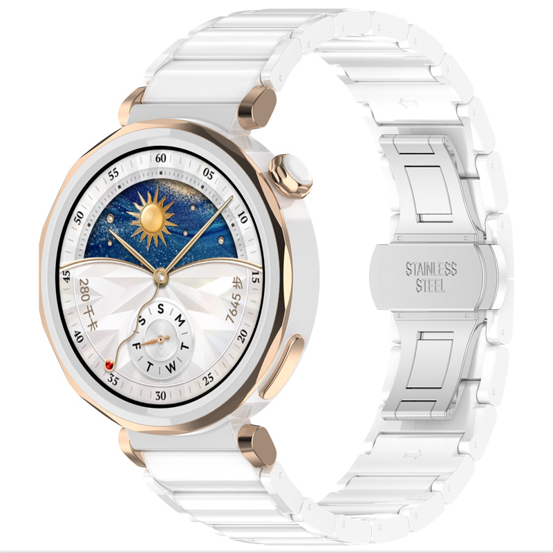 适用华为手表GT5pro42陶瓷表带GT4/5蝴蝶扣金属18mm链式清凉女款 - 图1