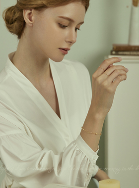 AIR-HORIZON女14K金珍珠双层手链