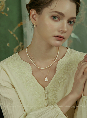 AIR-HORIZON双层叠戴珍珠项链