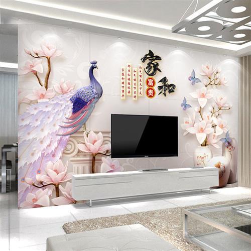 瓷砖背景墙3D立体现代简约中式客厅电视背景墙瓷砖浮雕家和万事兴