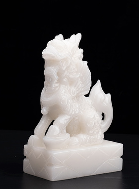 旺福莱天然白玉麒麟客厅玄关礼品