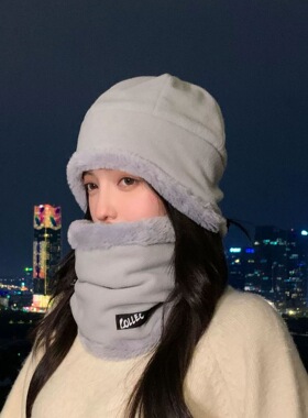 帽子女款秋冬季围脖分体电动车东