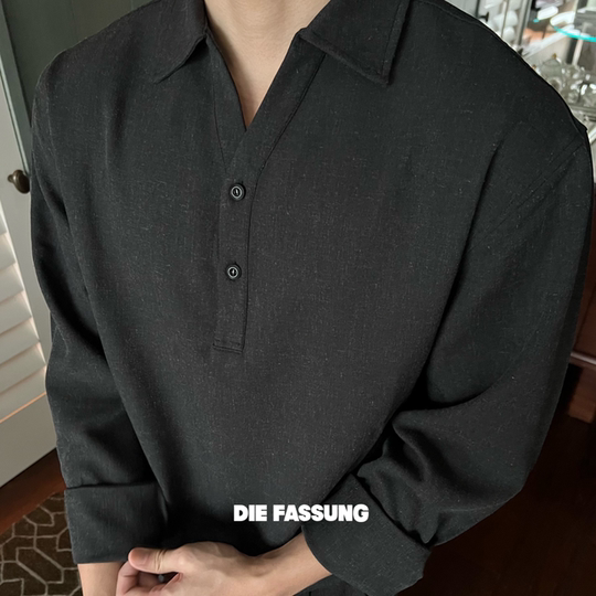 DieFassung新贵静奢老钱风亚麻Polo衬衫商务休闲性张力高级感上衣