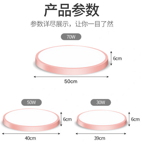三色吸顶灯现代简约超薄led卧室家用马卡龙北欧圆形儿童房间灯具 - 图3