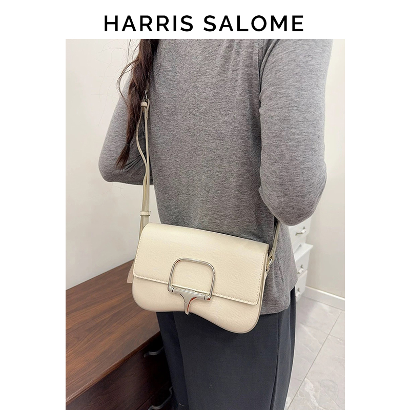 新品Harris Salome牛皮单肩马鞍斜挎通勤方包品牌直送原裝女包 - 图0