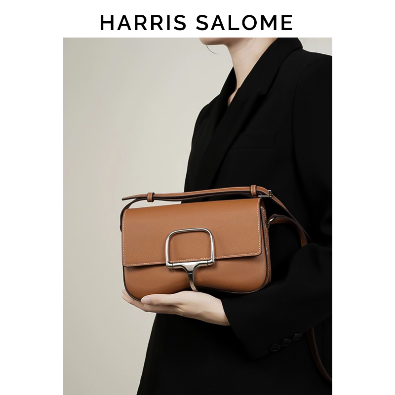 新品Harris Salome牛皮单肩马鞍斜挎通勤方包品牌直送原裝女包 - 图2