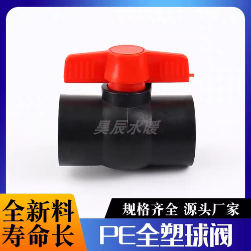PE全塑球阀4分6分黑色管热熔球阀63 75水管开关1寸烫接开关90阀门 - 图0