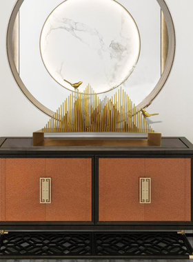 新中式创意假金山摆件客厅样板房间铁艺沙盘摆设酒店玄关柜装饰品