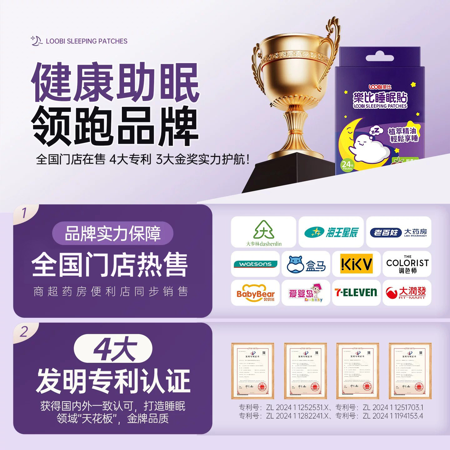 【蜜蜂心愿社】乐比睡眠贴晚安贴精油舒眠贴焦虑失眠助眠入神器